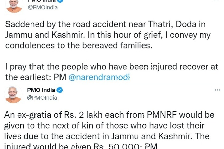 Modi condoles loss of lives in J&K road accident