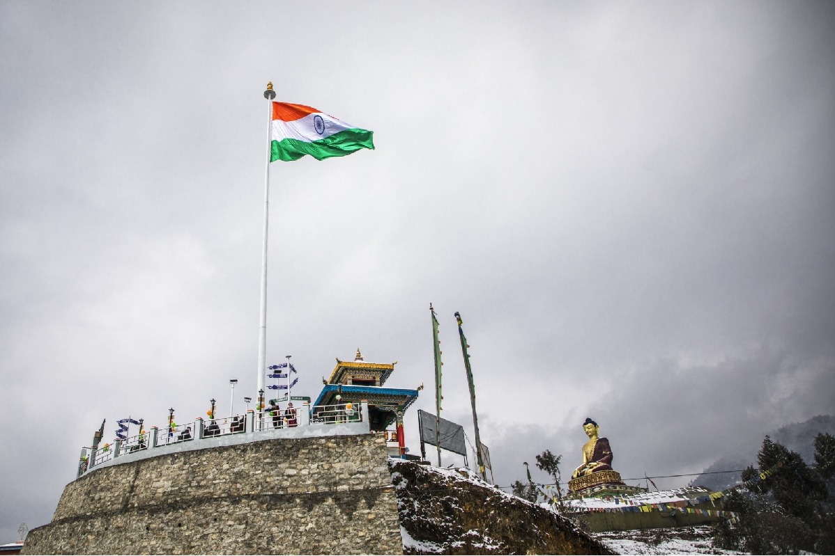 Giant tricolour unfurled atop 104-ft flagpole in Tawang