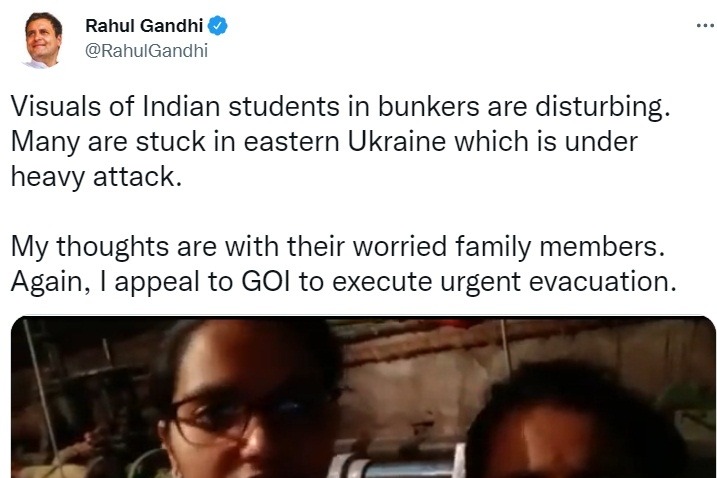 Visuals of Indian students in bunkers disturbing: Rahul