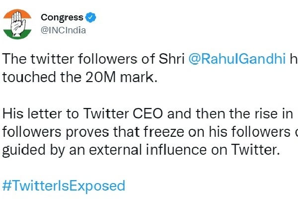 Rahul's Twitter follower count was guided by external forces: Cong