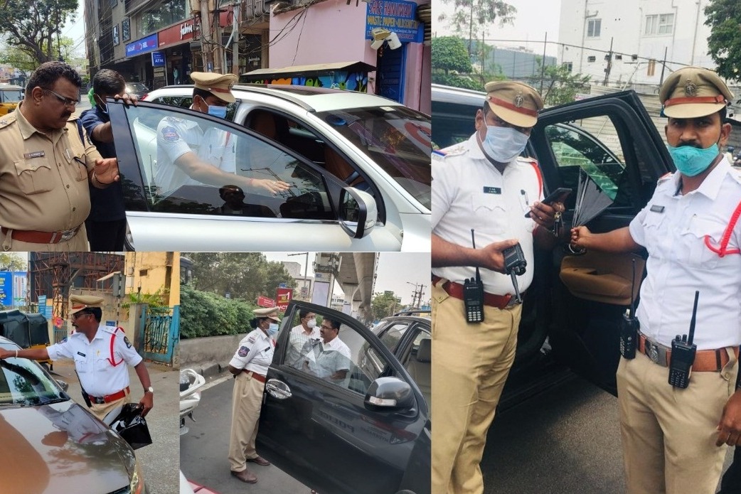 Special drive against vehicles with MLA, MP stickers in Hyderabad