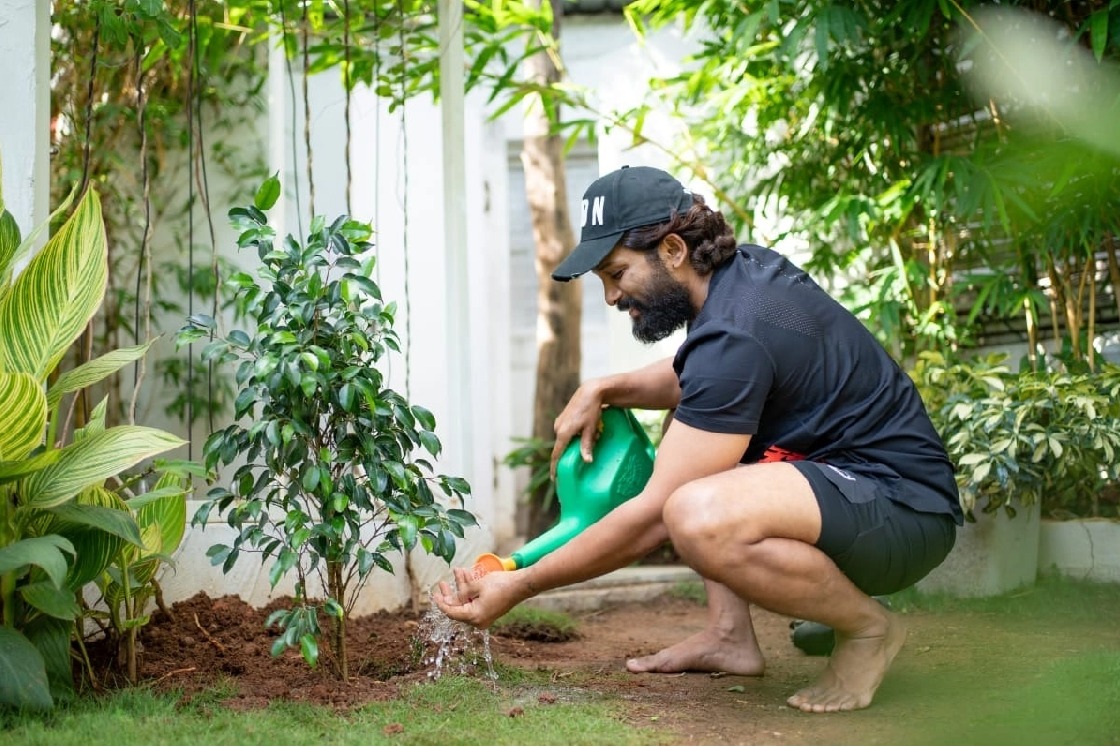 Off screen, 'Pushpa Raj' Allu Arjun is a green warrior who bats for the environment