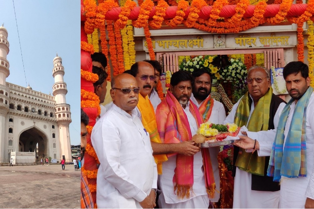 Congress leaders pray at Charminar temple amid row