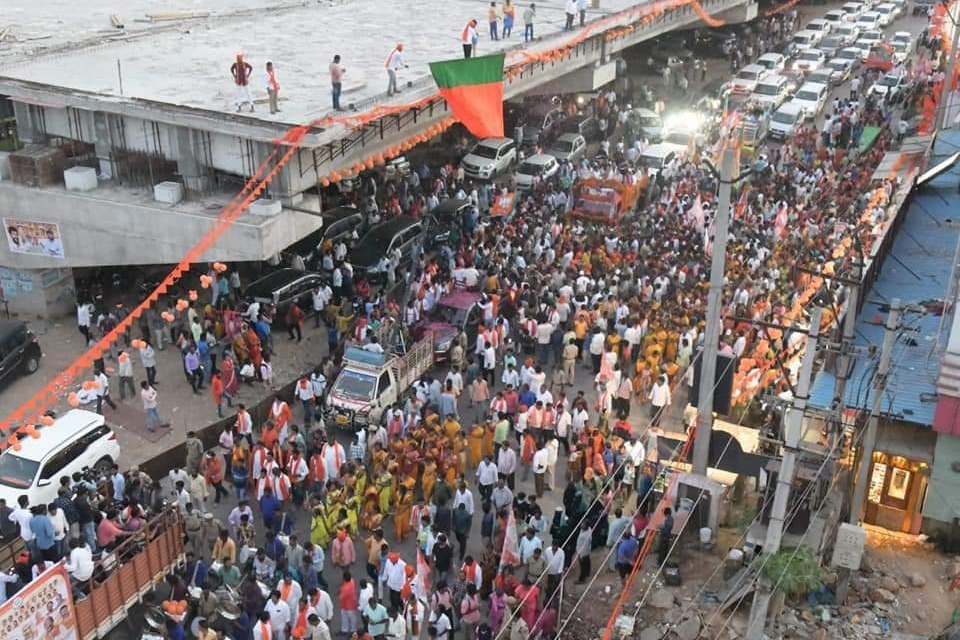 Nadda holds road show in Hyderabad