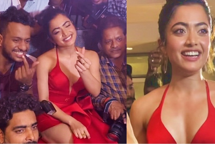 Rashmika delights paps with 'Saami Saami' hookstep in stunning outfit