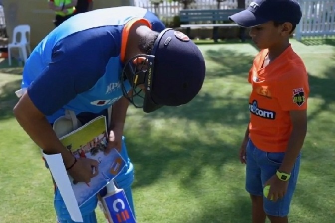 Men's T20 World Cup: Eleven-year-old Drushil impresses Rohit, bowls to him in nets