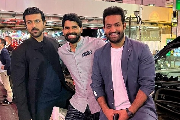 Ram Charan shares pics of good times with Rajamouli, Junior NTR in Japan