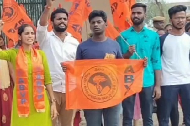 ABVP stages protest near KCR's residence over paper leak