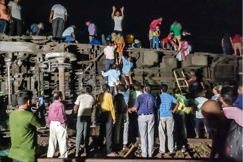 Express overturns after hitting goods train at Odisha's Balasore, fatalities feared