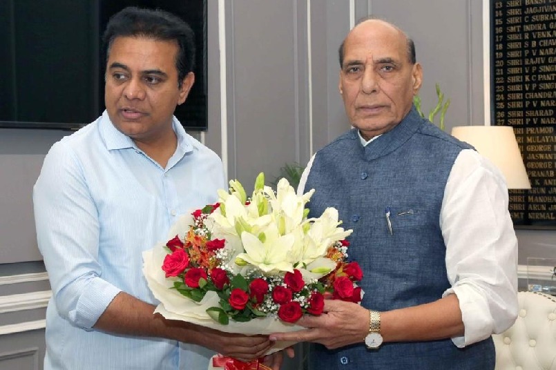 KTR meets Rajnath Singh, seeks transfer of defence lands in Hyderabad