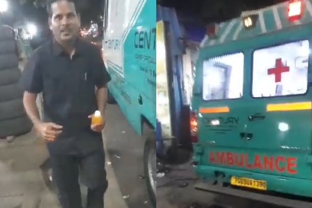 With blaring sirens, ambulance stops for snacks in Hyderabad!