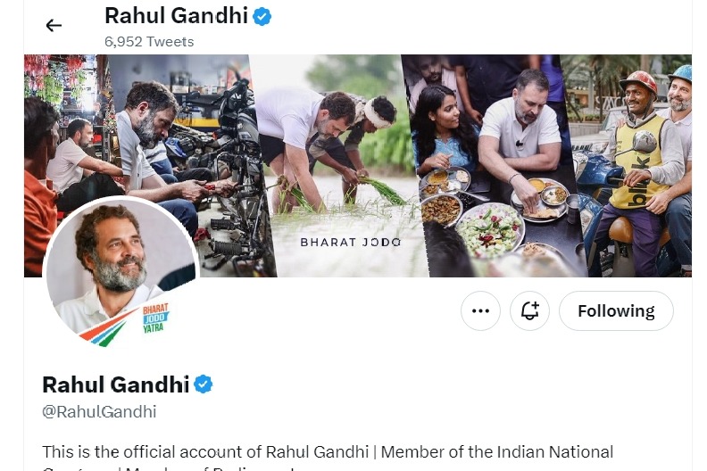 Rahul changes his X bio from 'Dis'Qualified MP' to 'Member of Parliament'