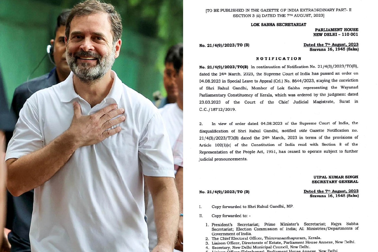 Rahul Gandhi's Lok Sabha membership restored