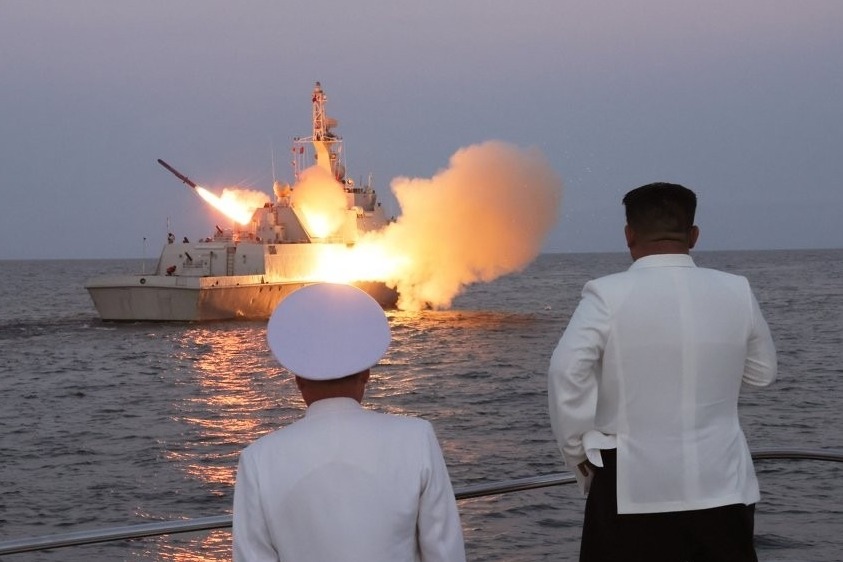 Kim Jong-un visits navy unit, inspects cruise missile test