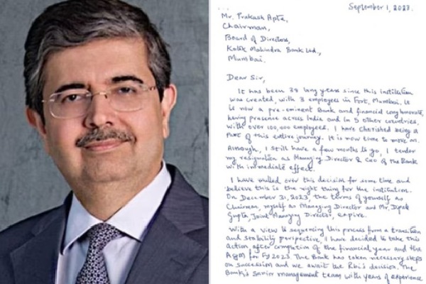 Uday Kotak resigns as MD & CEO of Kotak Mahindra Bank