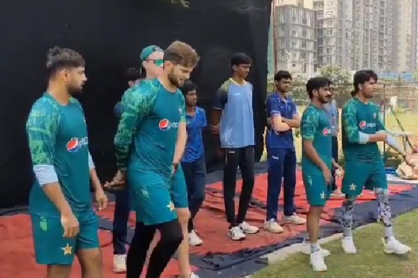 Pakistan team practices at Hyderabad stadium ahead of warm-up match