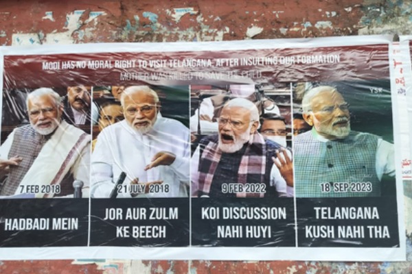 Modi has no moral right to visit Telangana, say BRS posters