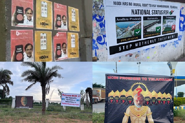 BRS-BJP poster war ahead of PM’s Telangana visit