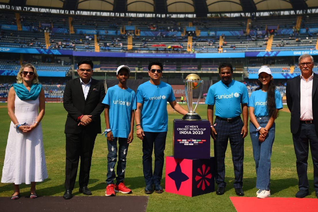 UNICEF South Asia Regional Ambassador Sachin Tendulkar leads ‘One Day for Children’ to call for girls’ rights during World Cup match