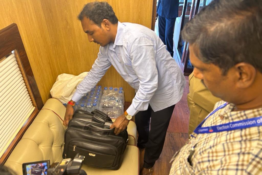 EC officials check KCR’s campaign vehicle