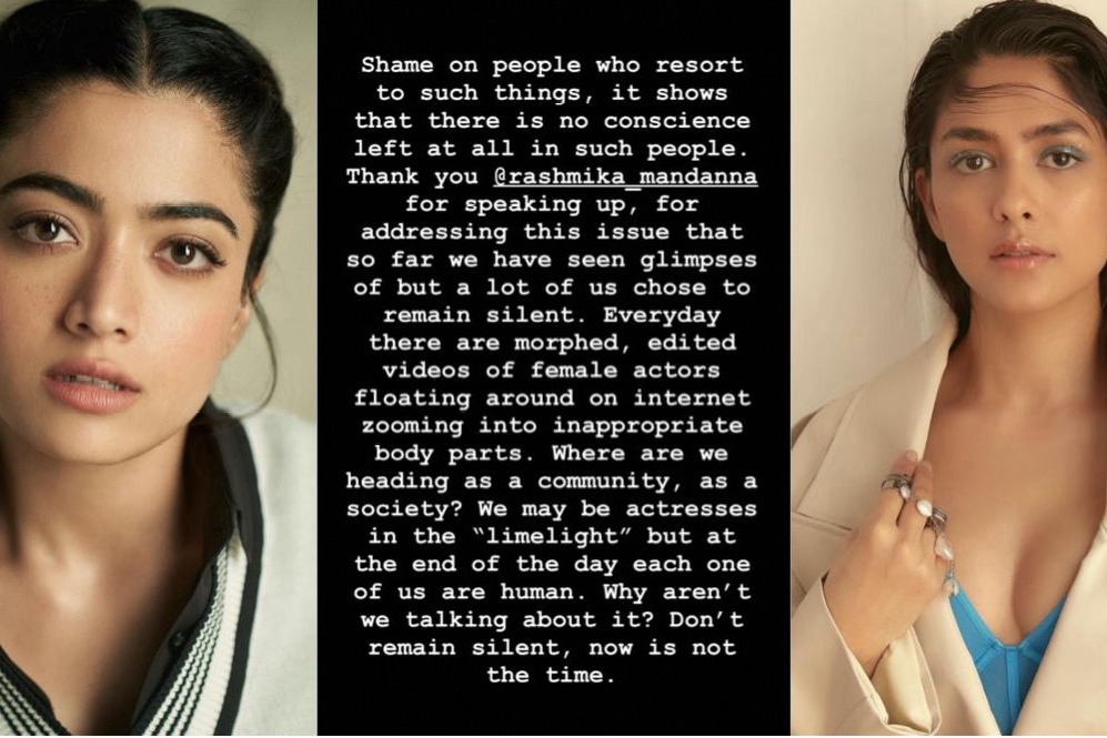 Mrunal Thakur supports Rashmika Mandanna after her deepfake video goes viral