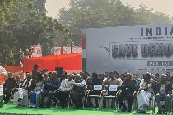 INDIA bloc stages protest at Jantar Mantar against suspension of 146 MPs