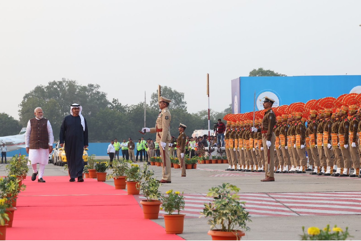 PM Modi and UAE President Sheikh Mohamed bin Zayed Al Nahyan hold roadshow in Ahmedabad