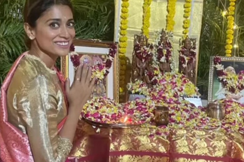 Shriya Saran wears her wedding saree to celebrate Pran Pratishtha of Ram Mandir