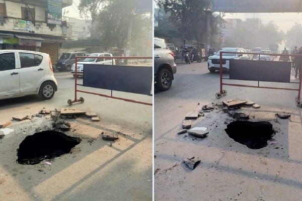 Road caves in at Delhi's Najafgarh area, traffic disrupted