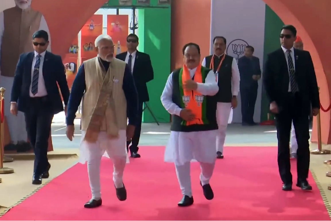 PM Modi reaches Bharat Mandapam for BJP's office bearers' meeting