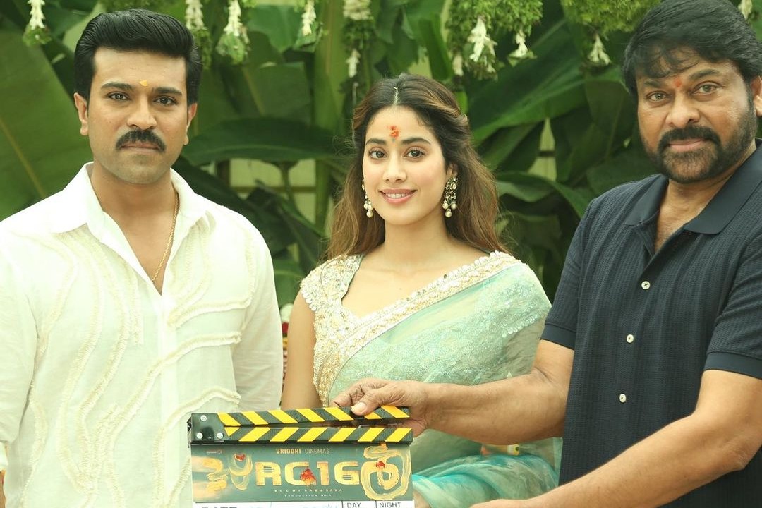 Janhvi shares pics with Ram Charan, Chiranjeevi, Rahman from 'RC16' sets