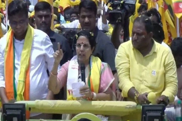 Bhuvaneshwari files nomination on behalf of Chandrababu Naidu