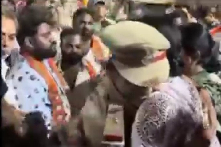 Woman ASI suspended for hugging BJP's Hyderabad LS seat candidate