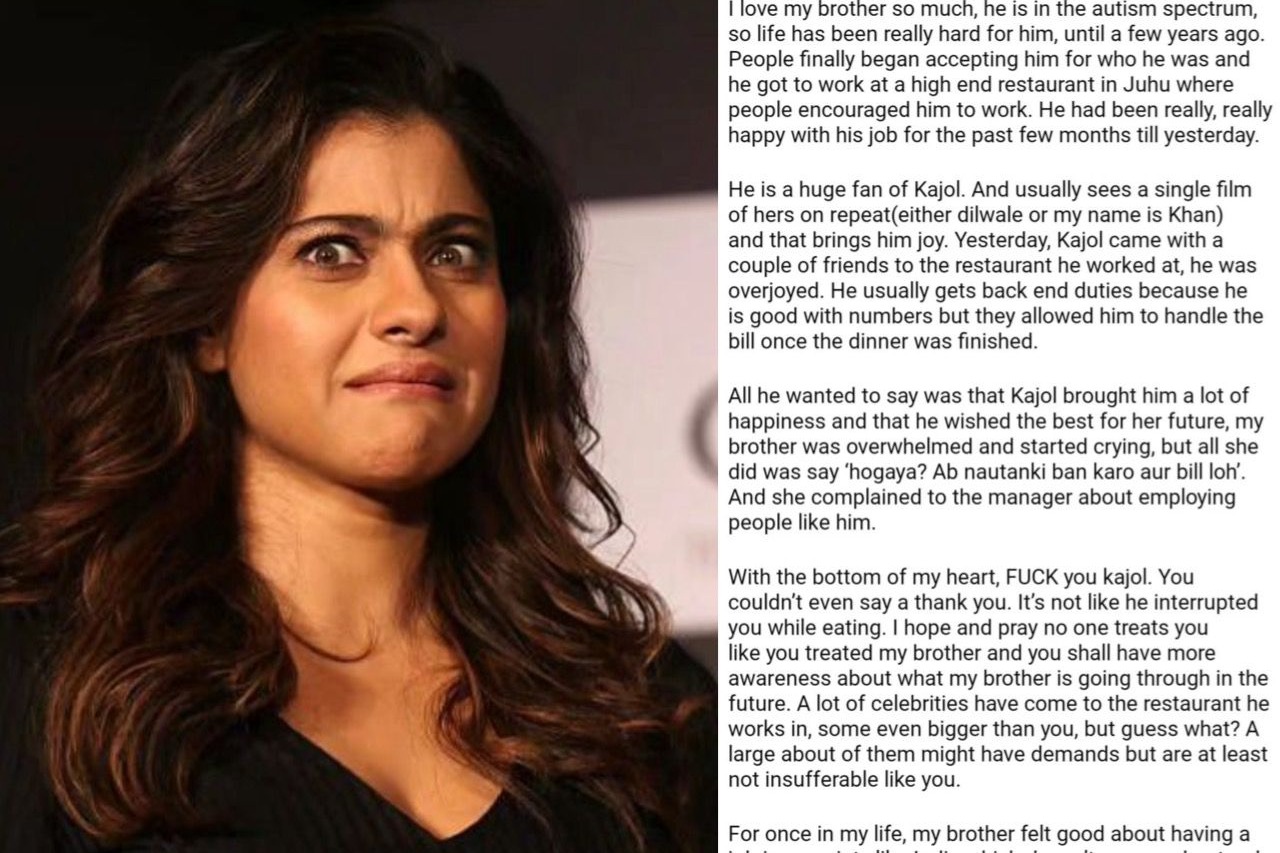 Kajol's cryptic reply after she's trolled for old post about her being 'rude' to autistic server