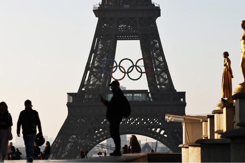 Olympic Rings on Eiffel Tower unveiled 50 days ahead of Paris 2024