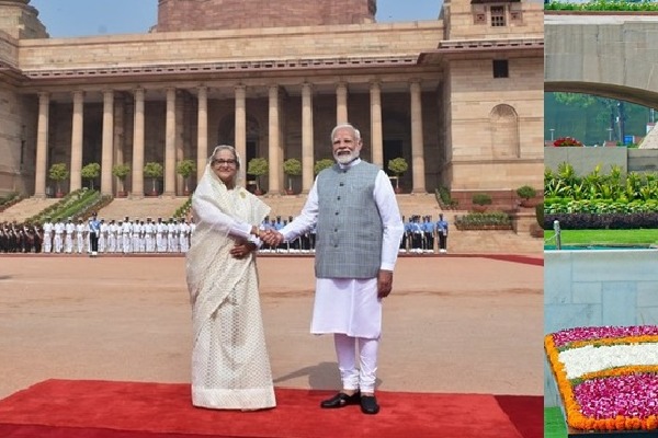 Sheikh Hasina receives ceremonial welcome at Rashtrapati Bhawan