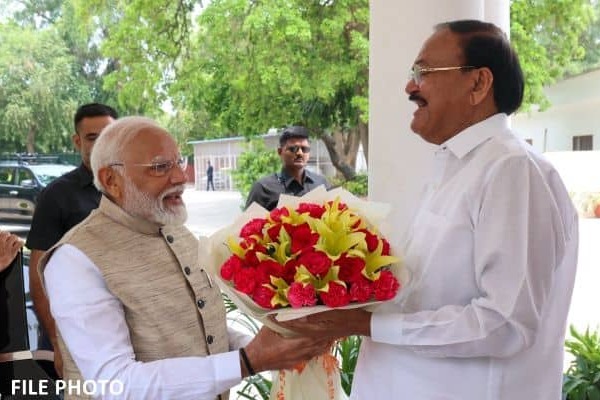 PM Modi celebrates Venkaiah Naidu on his 75th birthday