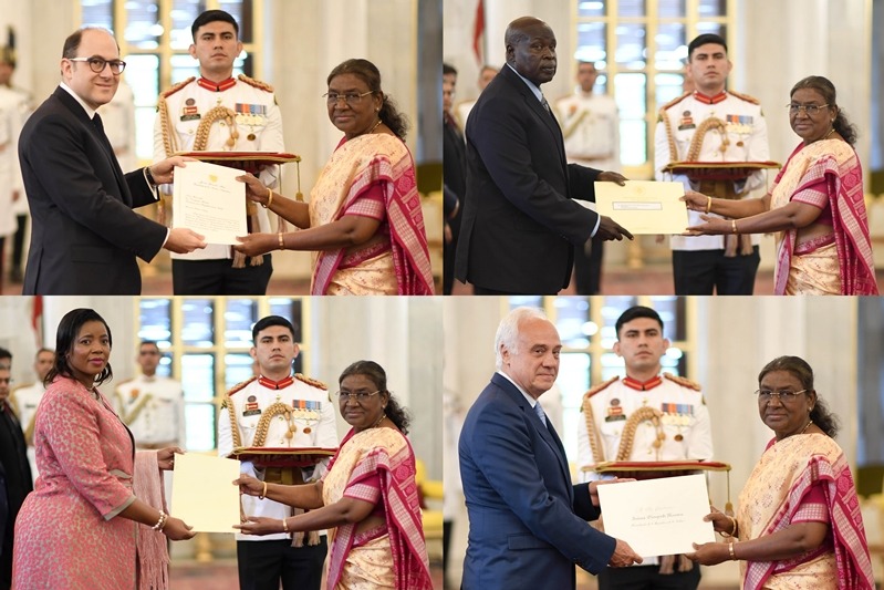 President Murmu accepts credentials from envoys of four nations