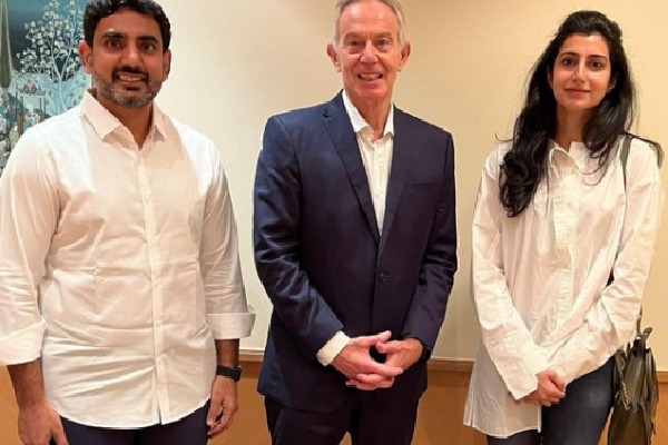 Nara Lokesh and Brahmani Meet Former British Prime Minister Tony Blair in Mumbai