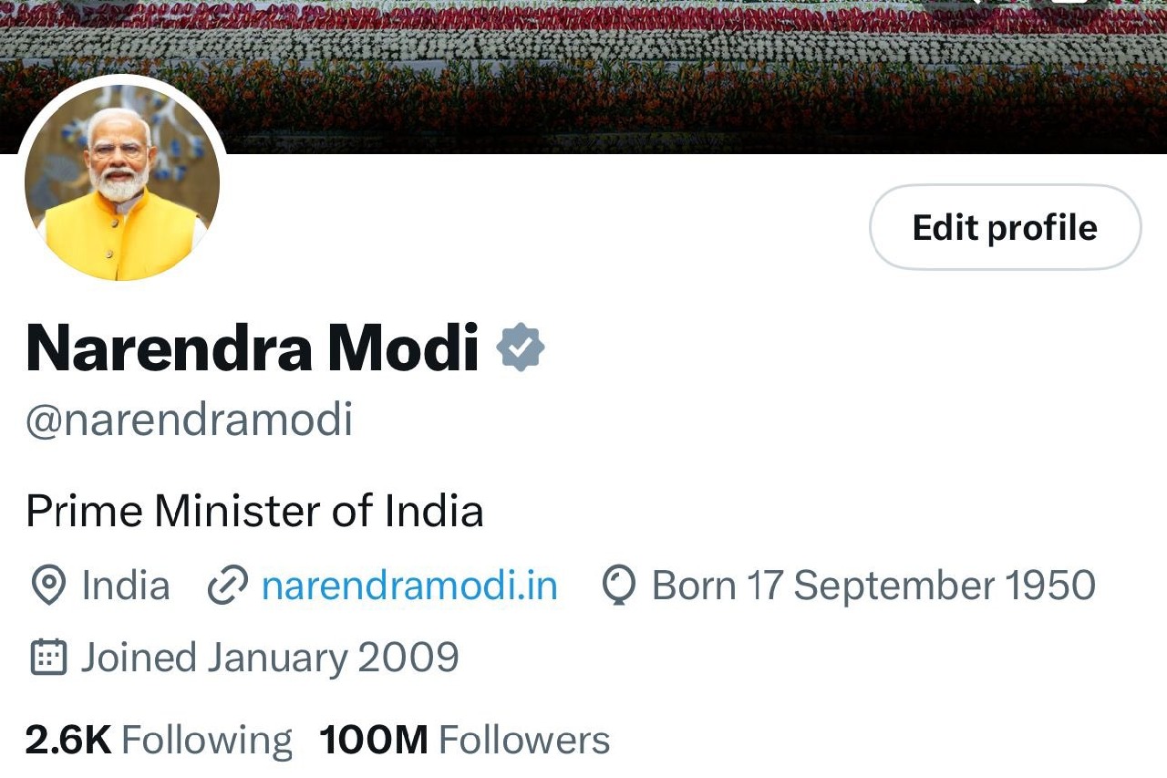 PM Modi emerges as world's most followed leader on X, crosses 100 million mark