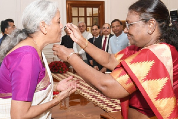 President Murmu’s customary ‘dahi-cheeni for FM Nirmala Sitharaman