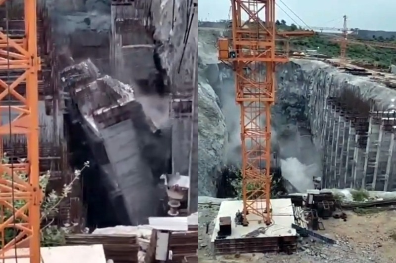 Retaining wall of Sunkishala project at Nagarjuna Sagar collapses, no casualties