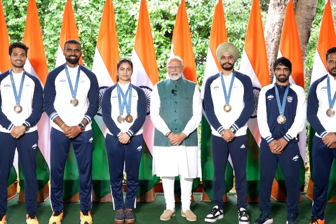 PM Modi meets India's Paris Olympic contingent at his residence