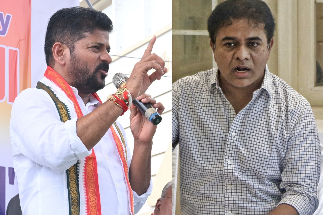 KTR hits back at Revanth Reddy as politics over statue takes ugly turn