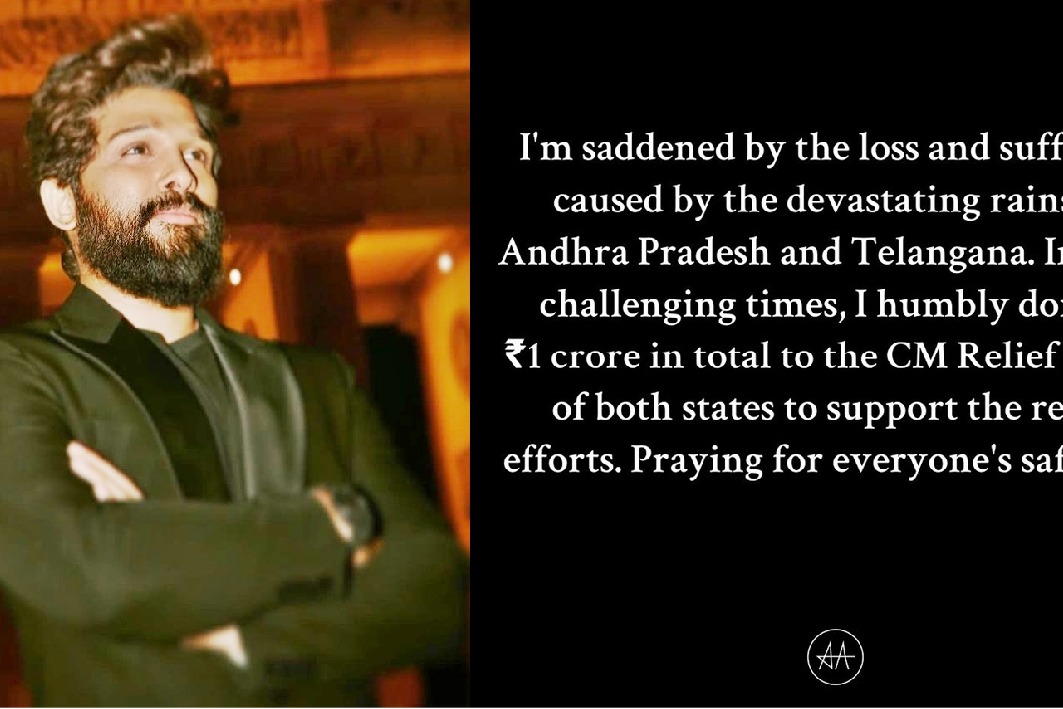 Allu Arjun donates Rs 1 crore for relief operations in light of
 Andhra Pradesh, Telangana deluge