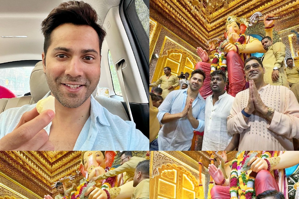 Ahead of ‘Baby John’ release, Varun, Atlee seek divine blessings at Lalbaughcha Raja