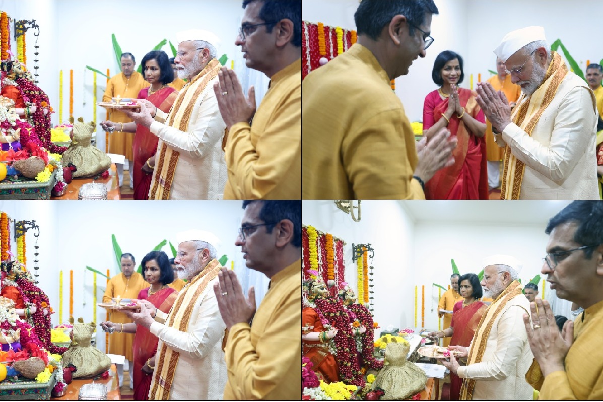 PM Modi attends Ganesh Puja at CJI Chandrachud’s residence