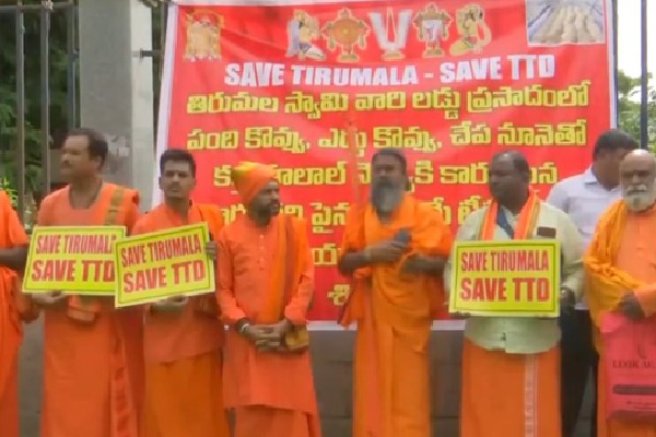 Hindu religious leaders stage protest at TTD over laddu row