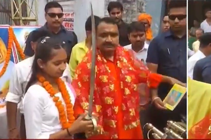 BJP MLA distributes swords among girls in Bihar’s Sitamarhi