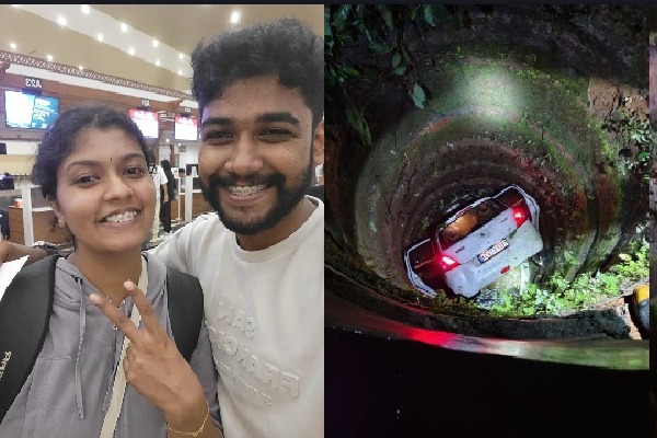 Young Kerala couple has miraculous escape after car falls into well